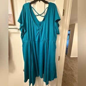 Torrid Teal dress with Crisscross Back